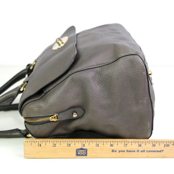 ROOMY Mulberry MUSHROOM GRAY GENUINE LEATHER ZIP TOP SHOULDER BAG HANDBAG PURSE - Picture 11 of 16